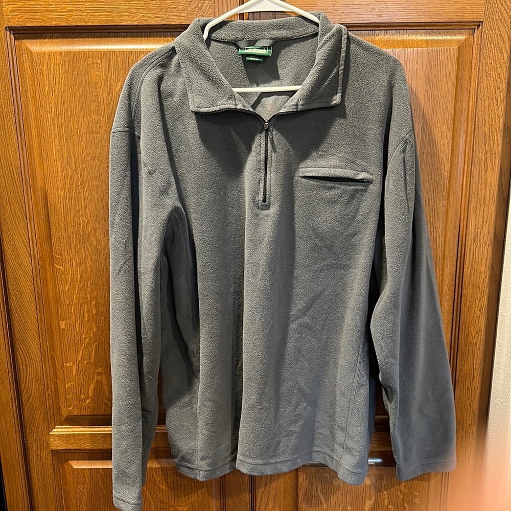 LL BEAN Mens Gray Pullover Fleece 1/4 Zip Size XL